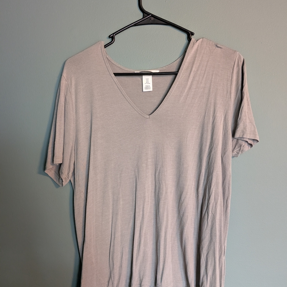 H&M Light Green V Neck Top